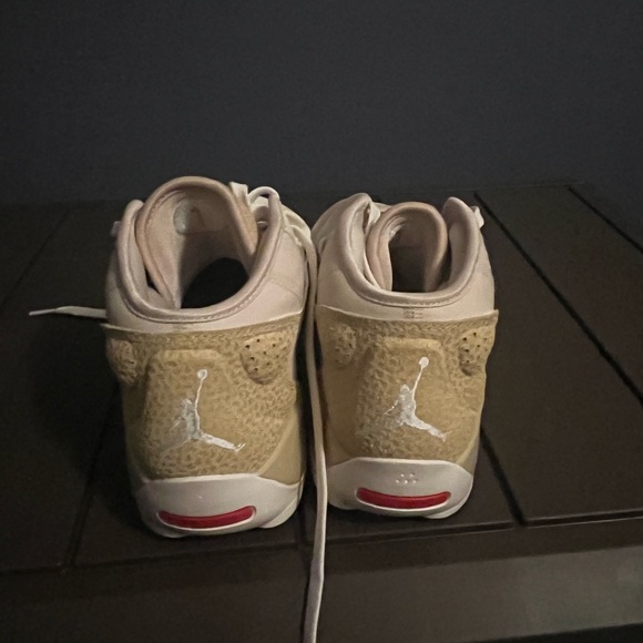 Stylish Beige and Red High-Top Sneakers